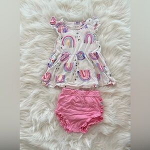 GUC Birdie Bean Raegyn Rainbow Birdie Peplum Bummie Set 6-12 Months
